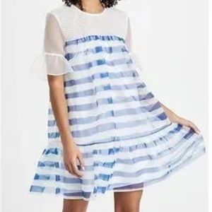 Staud NWT blue & white striped Florence Mini Dress